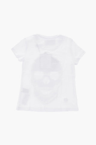 rhinestone embellished skull crew-neck t-shirt