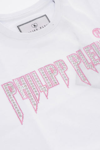 T-shirt girocollo con logo gioiello