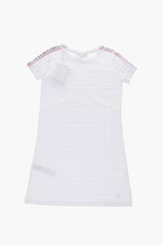 vestito girocollo a manica corta con strass