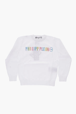 EST.1978 crew-neck sweater with glitter logo