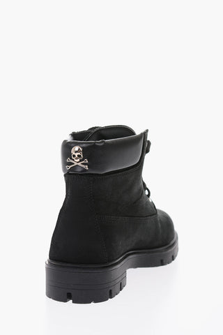 leather FRED ankle boots enriched by metal skull