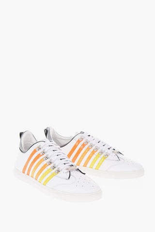 leather sneakers with shaded details