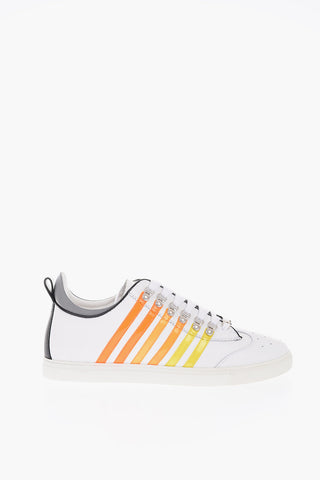 leather sneakers with shaded details