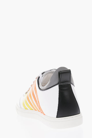 leather sneakers with shaded details