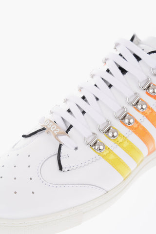leather sneakers with shaded details
