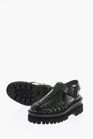 leather sandals with twin sole