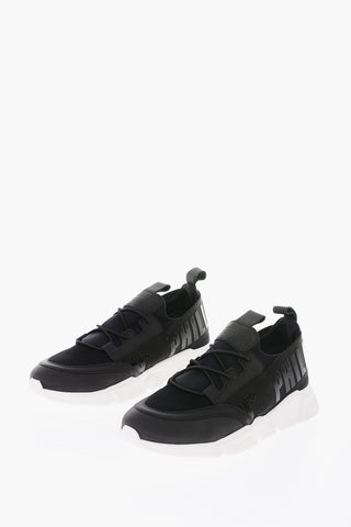 sneakers slip on in pelle e tessuto