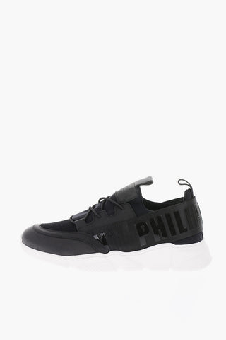 sneakers slip on in pelle e tessuto
