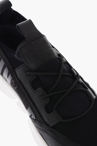 sneakers slip on in pelle e tessuto