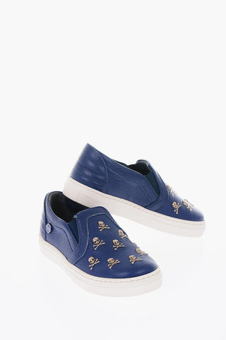 textured leather PABLO slip on sneakers with studs