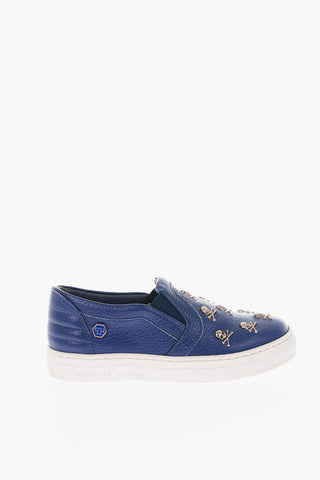 textured leather PABLO slip on sneakers with studs