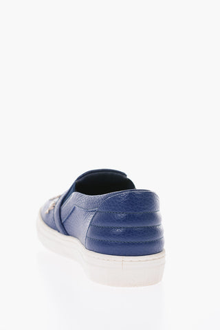 textured leather PABLO slip on sneakers with studs