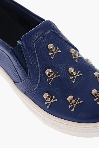 textured leather PABLO slip on sneakers with studs