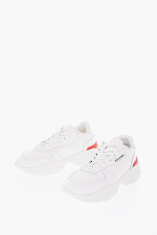 leather low-top sneakers with embossed logo