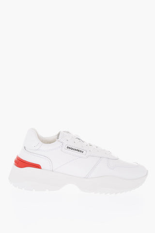 leather low-top sneakers with embossed logo