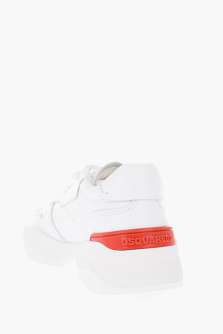 leather low-top sneakers with embossed logo