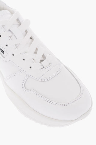 leather low-top sneakers with embossed logo