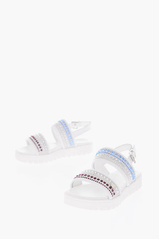 leather sandals with rhinestone embellishment