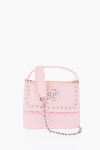 Textured Faux Leather Shoulder Bag with Studs Details