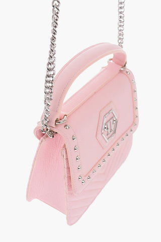 Textured Faux Leather Shoulder Bag with Studs Details