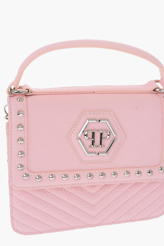 Textured Faux Leather Shoulder Bag with Studs Details