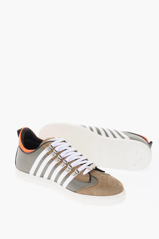 leather and fabric sneakers
