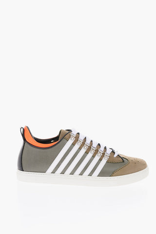 leather and fabric sneakers