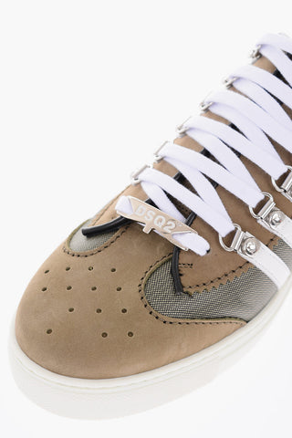 leather and fabric sneakers