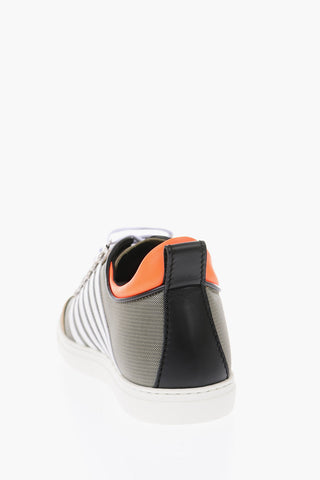 leather and fabric sneakers