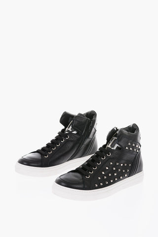 sneakers alte SIMON in pelle con borchie e zip laterale