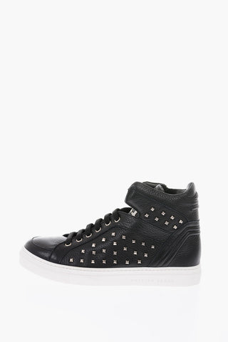 sneakers alte SIMON in pelle con borchie e zip laterale