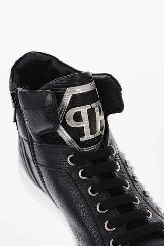 sneakers alte SIMON in pelle con borchie e zip laterale
