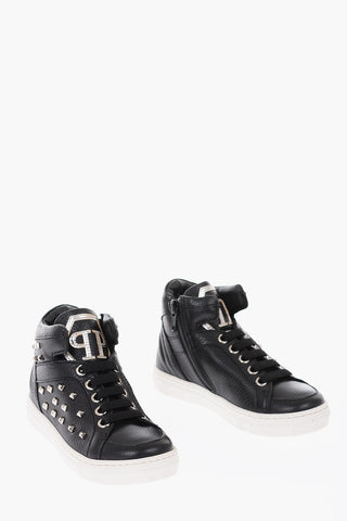 leather SIMON high top sneakers with side zip