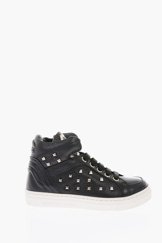 leather SIMON high top sneakers with side zip