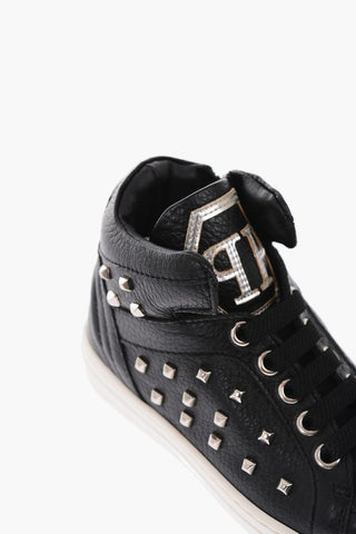 leather SIMON high top sneakers with side zip