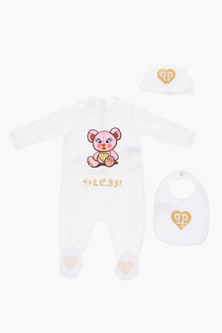 cotton romper suit beanie and bib BELL set
