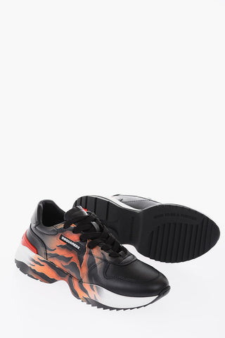 printed leather sneakers