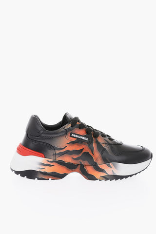 printed leather sneakers