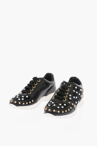 sneakers LOVE THEM in pelle con borchie e strass