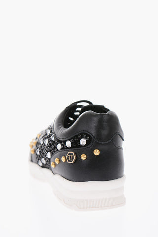 sneakers LOVE THEM in pelle con borchie e strass
