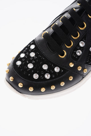 sneakers LOVE THEM in pelle con borchie e strass