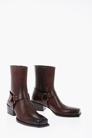 leather Square Toe Boots