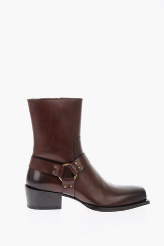 leather Square Toe Boots