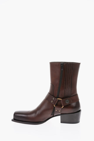 leather Square Toe Boots