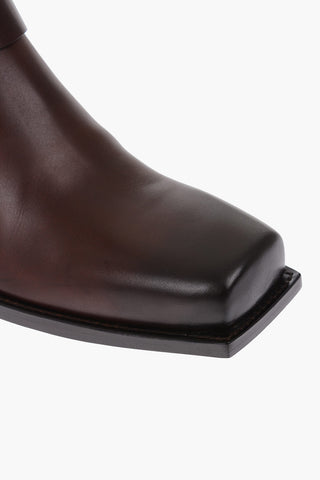 leather Square Toe Boots