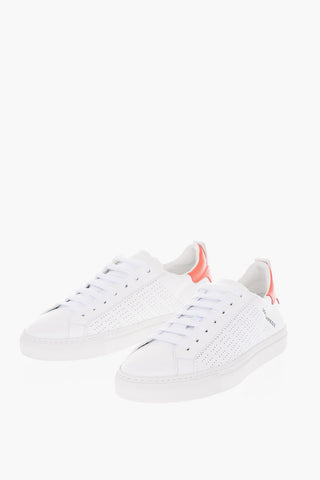 leather sneakers with perfored details
