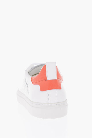 leather sneakers with perfored details
