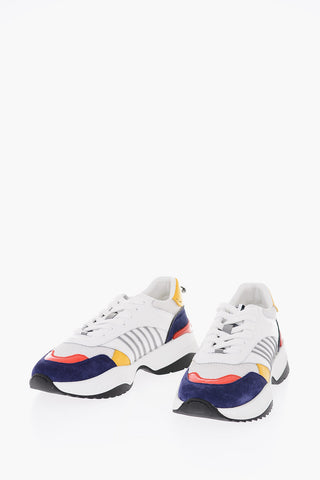 Sneakers in pelle con dettaglio in pelle scamosciata