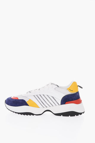 Sneakers in pelle con dettaglio in pelle scamosciata
