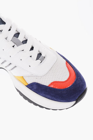 Sneakers in pelle con dettaglio in pelle scamosciata
